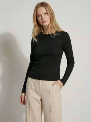 Sinsay - Bawełniana koszulka z długim rękawem - czarny