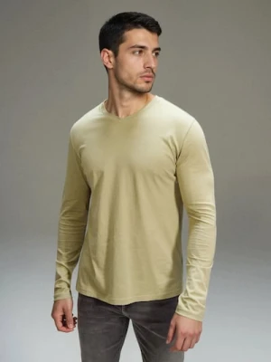 Sinsay - Bawełniana koszulka z długim rękawem i dekoltem V - zielony