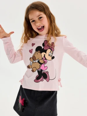 Sinsay - Bawełniana koszulka z długim rękawem Minnie Mouse - kremowy