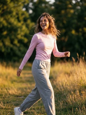 Sinsay - Bawełniana koszulka z długim rękawem - różowy