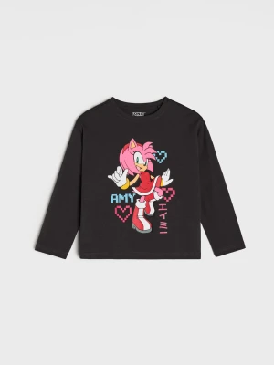 Sinsay - Bawełniana koszulka z długim rękawem Sonic the Hedgehog - szary