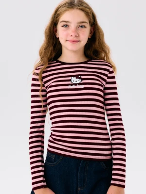 Sinsay - Bawełniana koszulka z długim rękawem z haftem Hello Kitty - wielobarwny