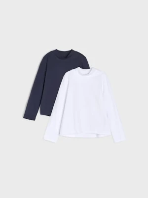 Sinsay - Bawełniana koszulka z długimi rękawami 2 pack - wielobarwny