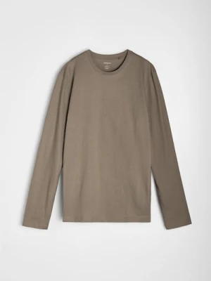 Sinsay - Bawełniana koszulka z długimi rękawami - brązowy