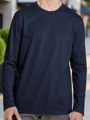 Sinsay - Bawełniana koszulka z długimi rękawami - granatowy