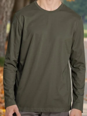 Sinsay - Bawełniana koszulka z długimi rękawami - khaki