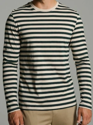 Sinsay - Bawełniana koszulka z długimi rękawami w paski - zielony