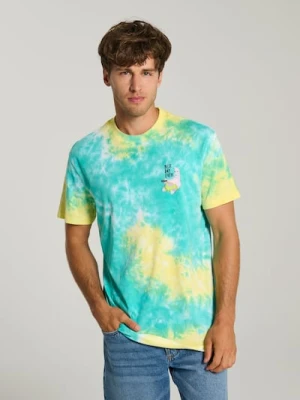 Zdjęcie produktu Sinsay - Bawełniana koszulka z efektem tie-dye SpongeBob - niebieski