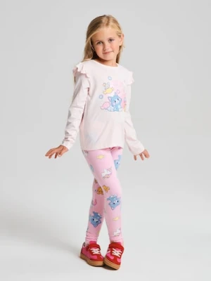 Sinsay - Bawełniana koszulka z falbanami Gokko x Tom and Jerry - różowy