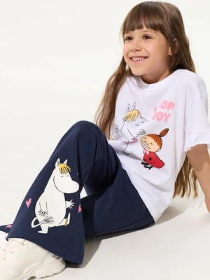 Sinsay - Bawełniana koszulka z falbanami The Moomins - różowy