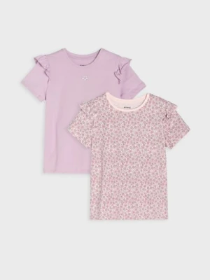 Sinsay - Bawełniana koszulka z falbanami - wielobarwny