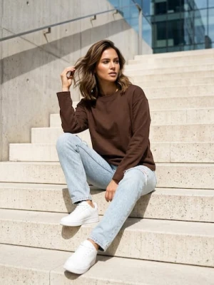 Sinsay - Bawełniana koszulka z gęstego splotu Interlock - brązowy