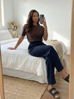 Sinsay - Bawełniana koszulka z gęstego splotu Interlock - brązowy