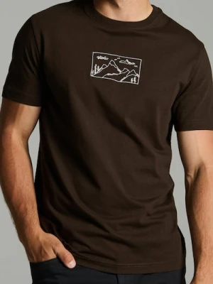 Sinsay - Bawełniana koszulka z haftem - brązowy