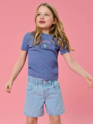 Sinsay - Bawełniana koszulka z haftem Stitch - niebieski