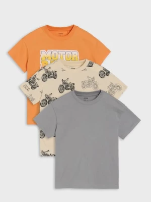 Sinsay - Bawełniana koszulka z krótkim rękawem 3 pack - pomarańczowy