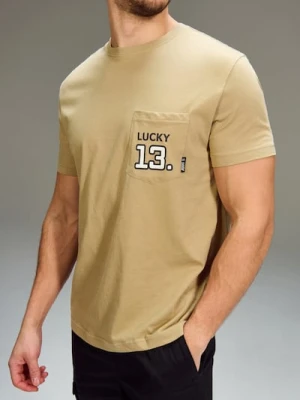 Sinsay - Bawełniana koszulka z krótkim rękawem - beżowy