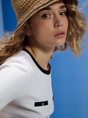 Sinsay - Bawełniana koszulka z krótkim rękawem - biały