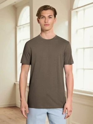 Sinsay - Bawełniana koszulka z krótkim rękawem - brązowy