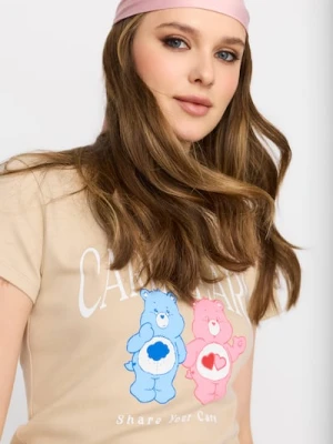 Zdjęcie produktu Sinsay - Bawełniana koszulka z krótkim rękawem Care Bears - beżowy