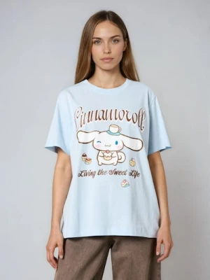 Sinsay - Bawełniana koszulka z krótkim rękawem Cinnamoroll - błękitny