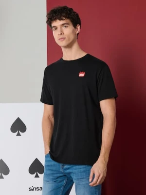 Sinsay - Bawełniana koszulka z krótkim rękawem - czarny