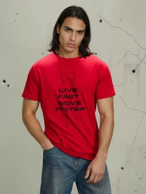 Sinsay - Bawełniana koszulka z krótkim rękawem - czerwony