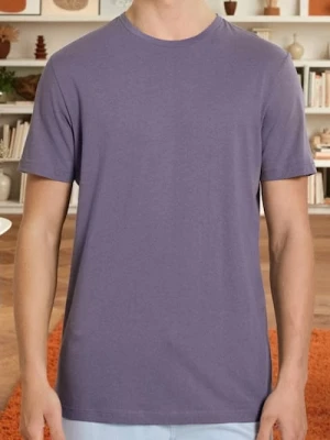 Sinsay - Bawełniana koszulka z krótkim rękawem - fioletowy