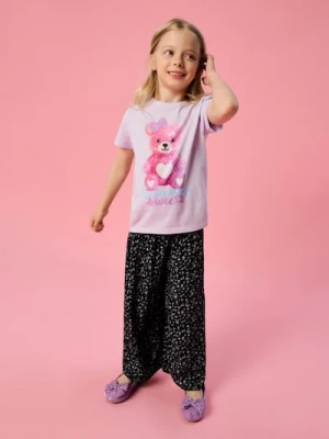 Sinsay - Bawełniana koszulka z krótkim rękawem - fioletowy