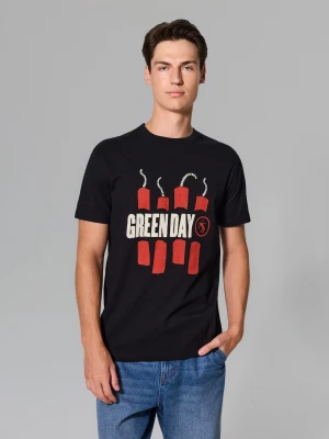 Sinsay - Bawełniana koszulka z krótkim rękawem Green Day - czarny