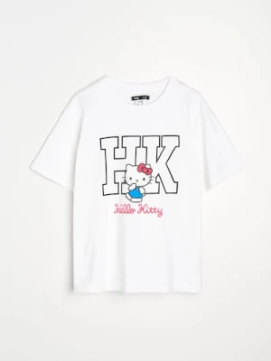 Zdjęcie produktu Sinsay - Bawełniana koszulka z krótkim rękawem Hello Kitty - biały