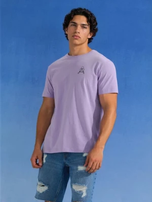 Sinsay - Bawełniana koszulka z krótkim rękawem i nadrukiem - fioletowy