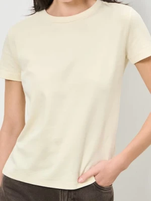 Sinsay - Bawełniana koszulka z krótkim rękawem - kremowy