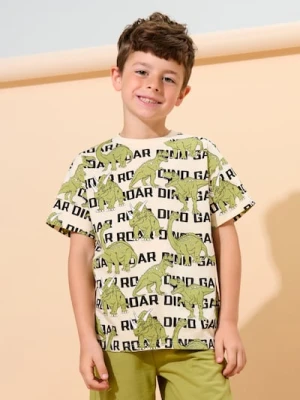 Sinsay - Bawełniana koszulka z krótkim rękawem - kremowy