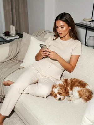 Sinsay - Bawełniana koszulka z krótkim rękawem - kremowy