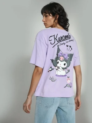 Sinsay - Bawełniana koszulka z krótkim rękawem Kuromi - fioletowy
