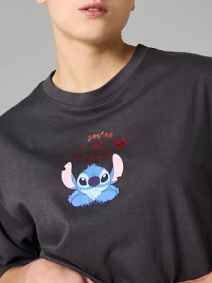 Zdjęcie produktu Sinsay - Bawełniana koszulka z krótkim rękawem Lilo & Stitch - szary