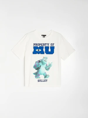 Sinsay - Bawełniana koszulka z krótkim rękawem Monsters University - kremowy