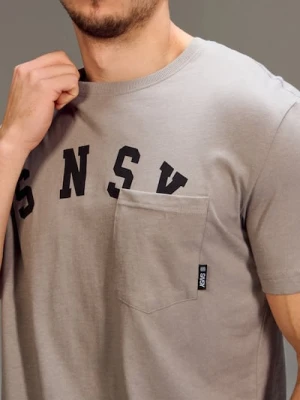 Sinsay - Bawełniana koszulka z krótkim rękawem - szary