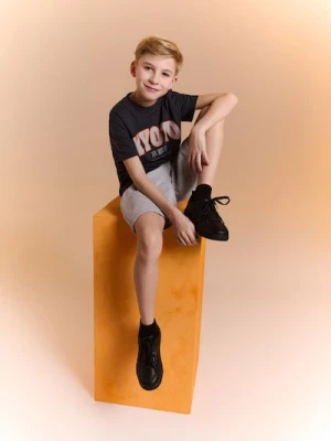 Sinsay - Bawełniana koszulka z krótkim rękawem - szary