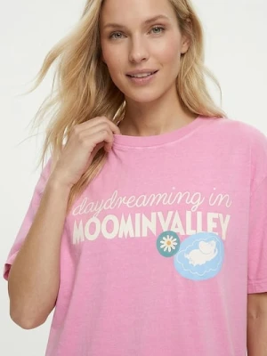 Zdjęcie produktu Sinsay - Bawełniana koszulka z krótkim rękawem The Moomins - różowy