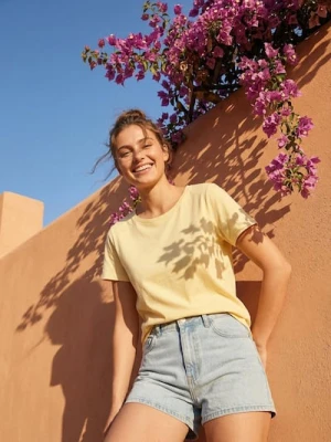 Sinsay - Bawełniana koszulka z krótkim rękawem - yellow jeans