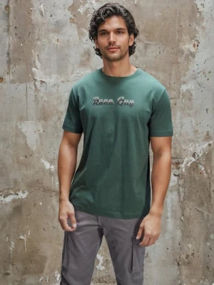 Sinsay - Bawełniana koszulka z krótkim rękawem - zielony