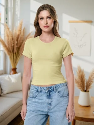 Sinsay - Bawełniana koszulka z krótkim rękawem - żółty