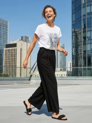 Sinsay - Bawełniana koszulka z metalicznym nadrukiem - biały