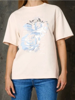 Sinsay - Bawełniana koszulka z metalicznym printem - fioletowy