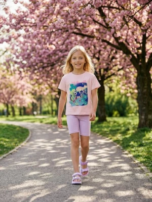 Sinsay - Bawełniana koszulka z motywem dżungli - różowy