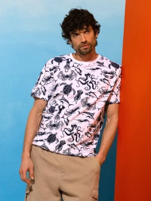 Sinsay - Bawełniana koszulka z motywem morskim - biały