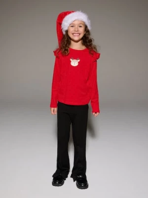 Sinsay - Bawełniana koszulka z motywem świątecznym - czerwony