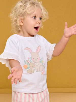 Sinsay - Bawełniana koszulka z motywem zająca - biały